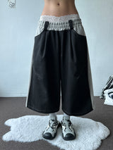Back Two Pocket Belt Stitch Denim Bermuda Shorts 2color