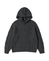 25FW LOW GAUGE CABLE KNIT HOODIE CHARCOAL