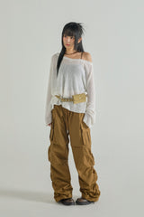 Shirring Line Cotton Cargo Pants