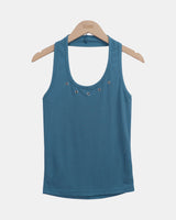 Beniz Eyelet Halter Sleeveless Top