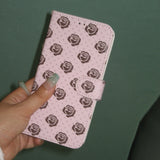 Rose Rose Dot Pink Brown Vintage Diary Leather Card wallet Phone Case
