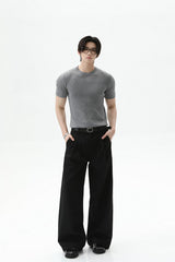 Cable Rib Knit Wool Tee