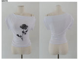ROSE PRINTING OFF TEE (3COLORS!)