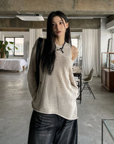 Yukia Damage Deep V-Neck Knit
