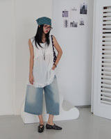 [UNISEX] チェック柄リネンスクエアスカーフ