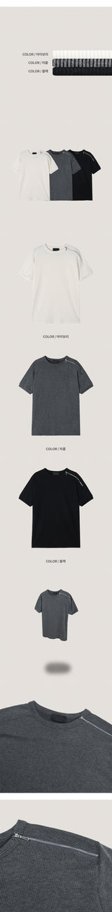 [S/S] Side zipper half knit t-shirts(3color)