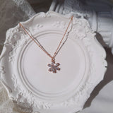 ダイヤモンドペタル セミチョーカーネックレス - Rosegold Color