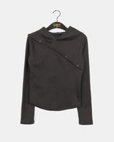 Wechel incision button hoodie long sleeve shirt