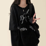コメットビンテージプリントレイヤードオーバーサイズフィットロングスリ－ブTシャツ