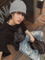 Estory レタリング半袖Tシャツ