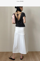 [Scarf SET] Pleated H-Line Long Skirt