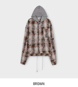 Vince damage checked hoodie jacket