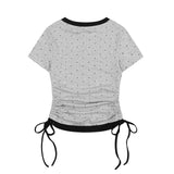 ミエル ラインストーン ルーシュド Tシャツ