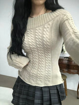 Off-Shoulder Cable Sweater