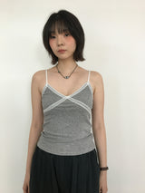 V-cut lace sleeveless (4color)