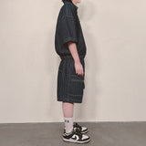 stripe denim shorts_blue