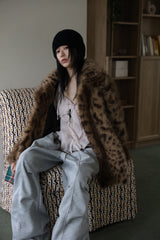 Leopard fur coat jacket
