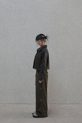 Studded pattern cotton pants