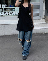 Denim damage pants