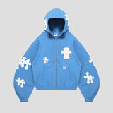 WHITE CROSS ZIP HOODIE