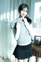 Angora Half-Puff Short-Sleeved Knitwear (2color)