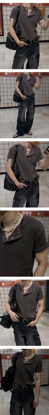 [S/S] Pigment crop muscle henry neck t-shirts(4color)
