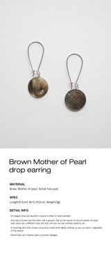 Brown Mother of Pearl drop earring