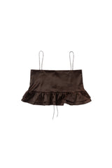Tie satin blouse_brown