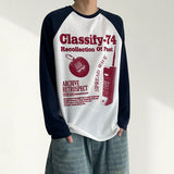 ワッツ カラーブロック ラグラン ニット ロングスリーブ Tシャツ (3 colors)