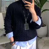 nade Cable Collar Button Standard Knit