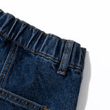 DIAGONAL CUT DENIM PANTS
 - BLUE