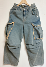 VINTAGE FRAY POINT DENIM💚🖤 - OVERFIT PANTS