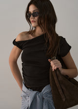 ONE SHOULDER CROP TOP_BLACK