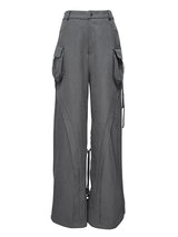 CUT OUT STRING CAGO PANTS . CHARCOAL