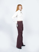 Curved Cargo Flare Pants (Wine)