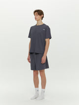(Unisex) エッセンシャルストレッチフィットハーフスリーブパジャマセット　チャコール