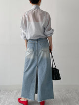 Organza Raglan See-through Blouson Jumper
