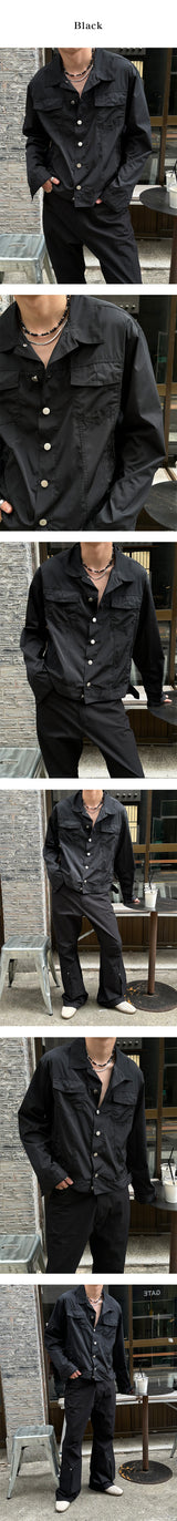 [Unisex]サテンタッカーシャツジャケット(2color)