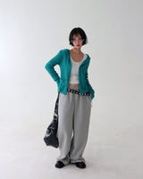 Punching eyelet string wide pants