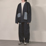 stripe patch denim pants_blue