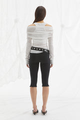LACE OFF-SHOULDER LAYER TOP /  WHITE