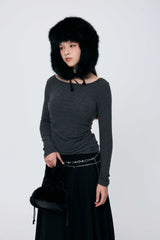 MUREN SHIRRING TOP / CHARCOAL