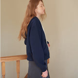 Short Hooded Zip Up Navy