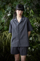 ストライプ L-C テーラード 1/2 シャツ (Navy)