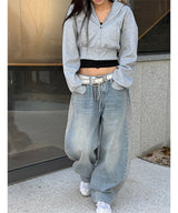 [Unisex] Heavy denim sweat wide pants(2color)
