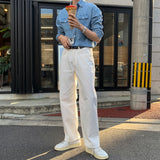 LMN ファーストコットンワイドパンツ (6 colors) - IVORY, SAND GRAY model pitting