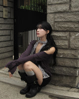 Mine Ribbed V-neck Button Cardigan