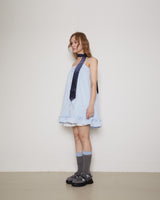 Button-up ruffle dress / sky blue