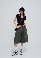 [U-BASIC] Slow button V-neck short sleeve