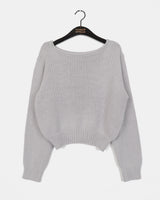 Zar off-shoulder lip neck loose fit semi-cropped knitwear